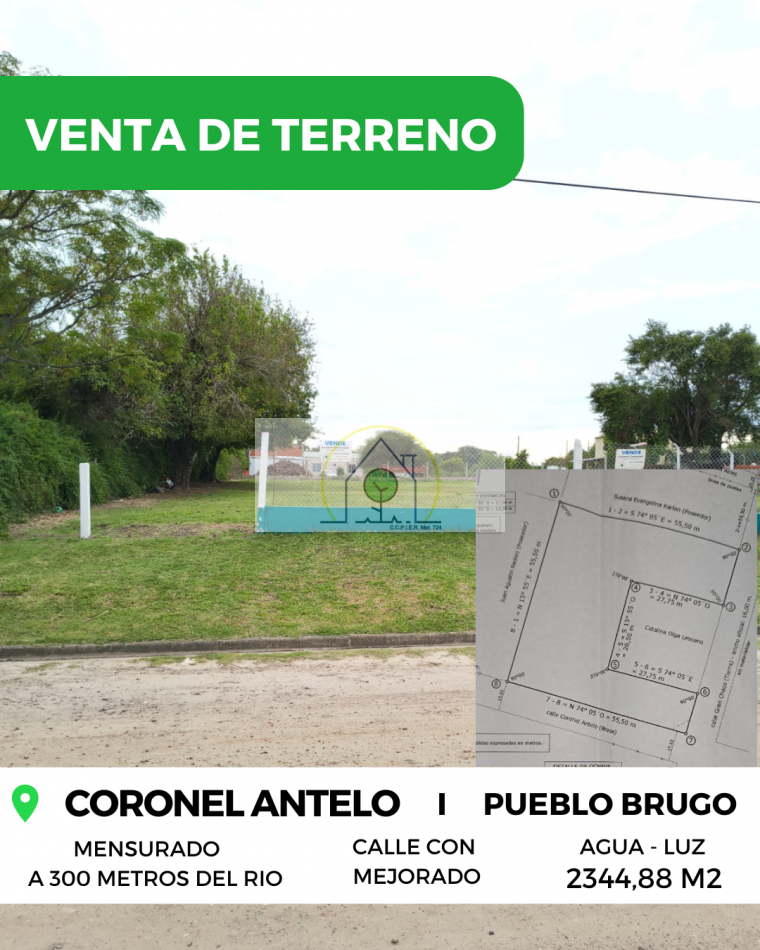 VENTA de GRAN TERRENO - CORONEL ANTELO, PUEBLO BRUGO