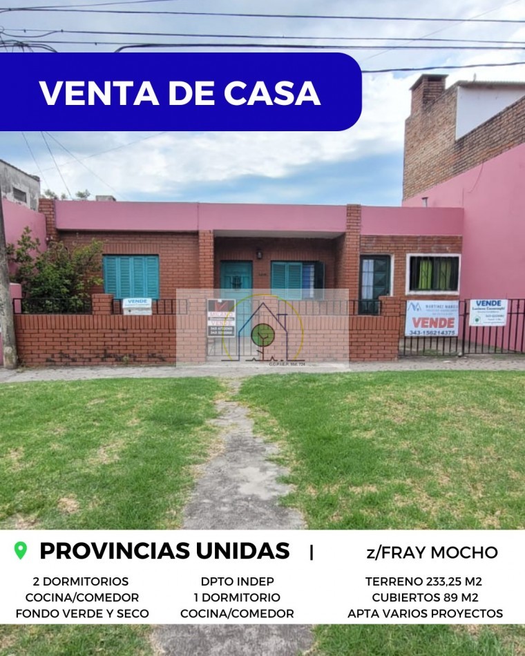 VENTA de CASA c/DPTO - PROVINCIAS UNIDAS, PARANA