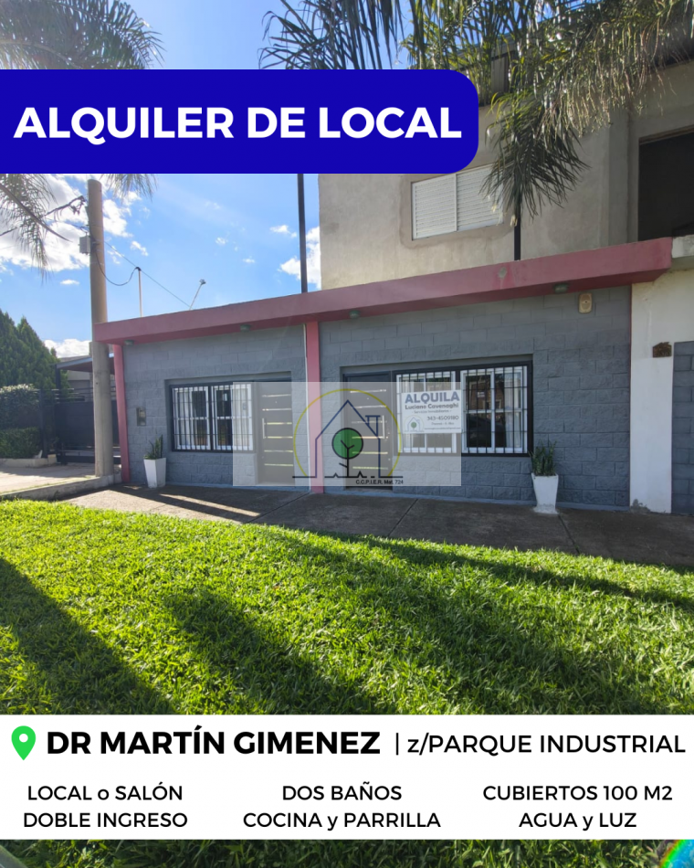 ALQUILER de LOCAL COMERCIAL o SALON - DR. MARTIN GIMENEZ, PARANA