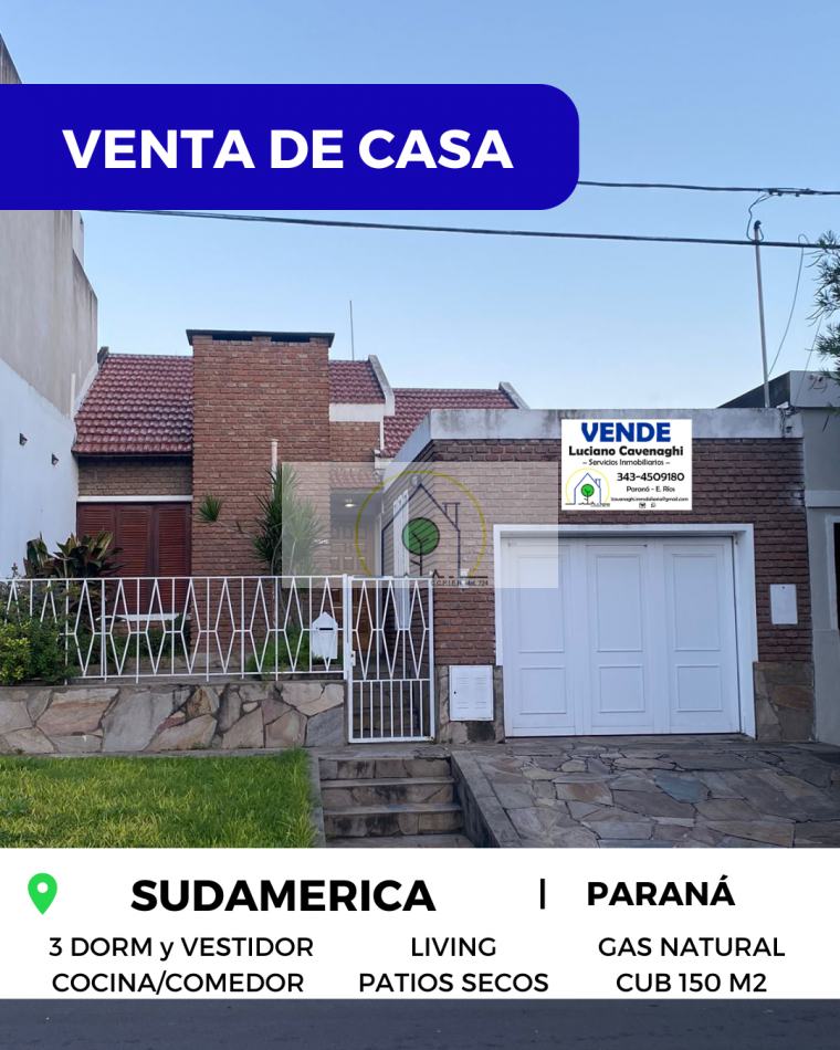 VENTA de GRAN CASA - SUDAMERICA, PARANA 